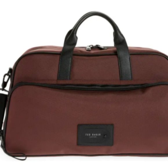 TED BAKER Legally Nylon Holdall Duffle Bag 20x12x9' MSRP$259 Oxblood GreatReview - Picture 5 of 9
